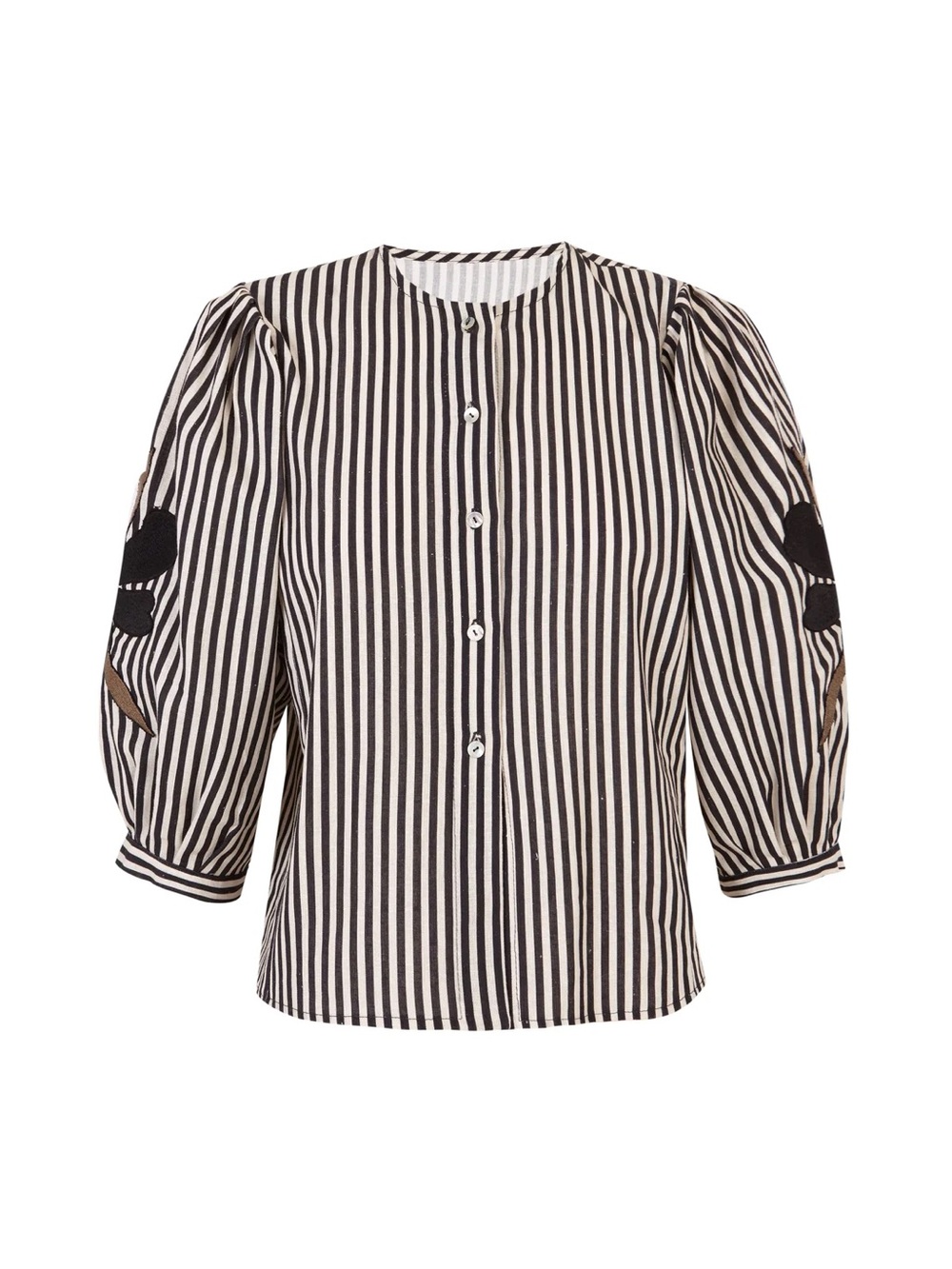 Byan Cotton Linen Embroidered Striped Cinder Blouse Nwt — image 4 of 8